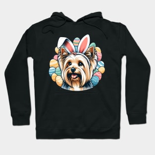 Silky Terrier with Bunny Ears Celebrates Easter Delight Hoodie